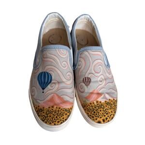 Inkkas Ray slip on sneakers hot air balloon sunflower pattern artsy sz 8.5